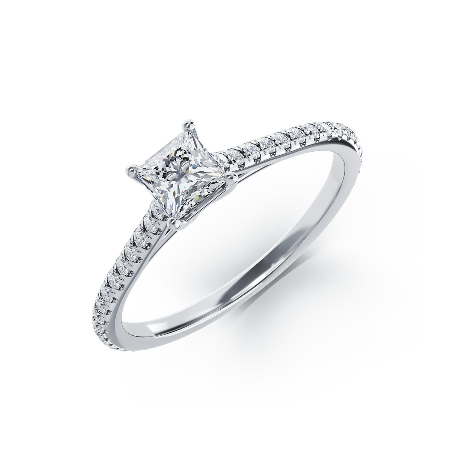 Platinum engagement ring with 0.4ct diamond and 0.19ct diamonds